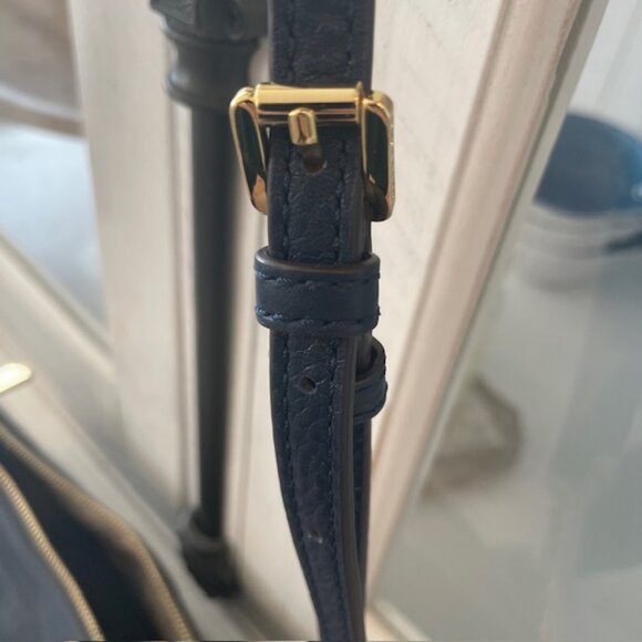 MICHAEL KORS JET SET CHAIN MESSENGER CROSSBODY LEATHER BLUE/GOLD PREOWNED - Picture 7 of 9